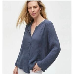 Michael Stars NWT Double Gauze Zia Button Down Top - Lake Blue - Size Large